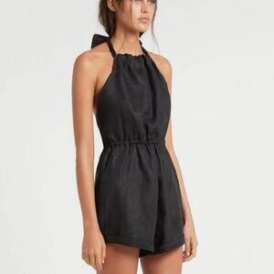 SIR the label Kai Black Halter 100% Linen Halter Romper Playsuit 1 S $240